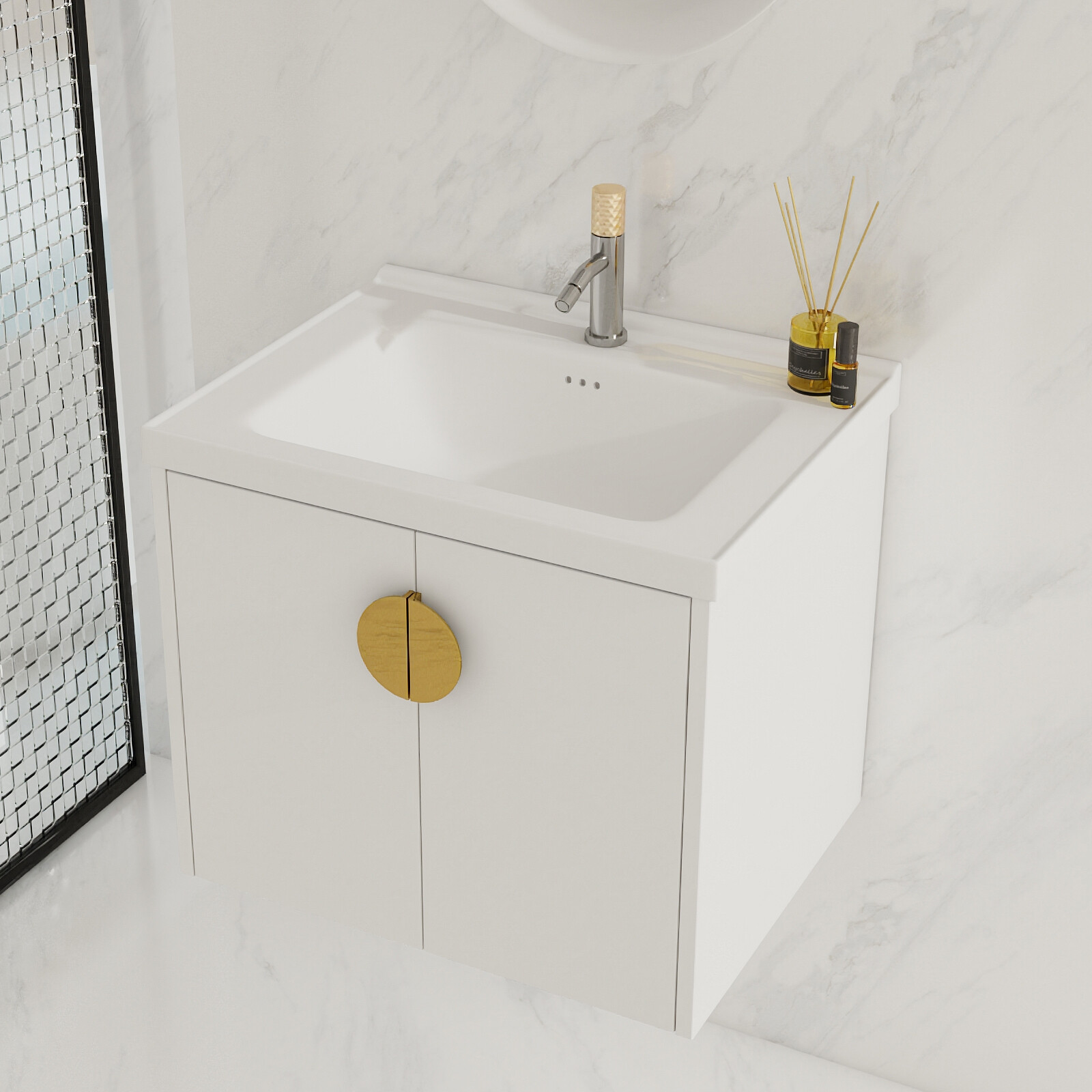 24″28″ Bathroom Vanity Cabinet with Sink and Soft Close Doors for Small Bathroom