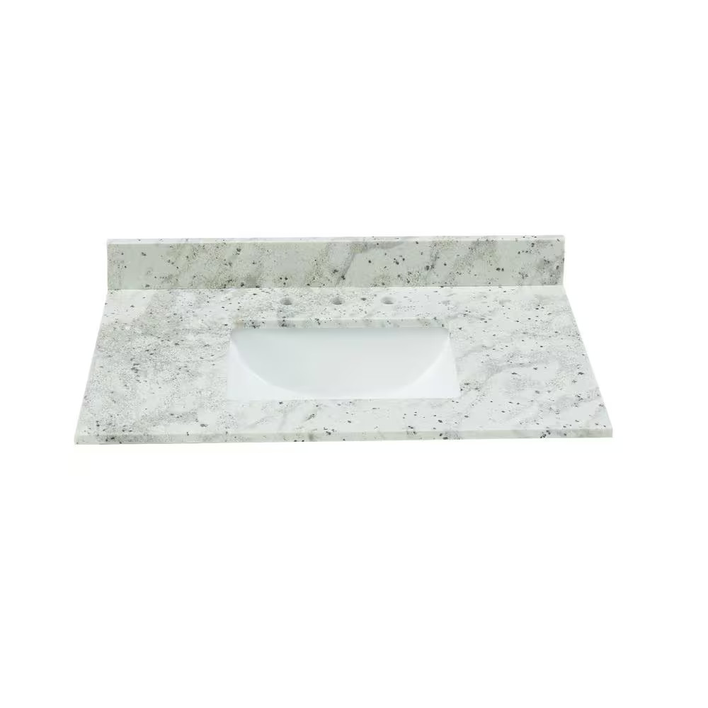 37 In. W X 22 In. D X .75 H Granite Vanity Top in Glacier White Rectangular with