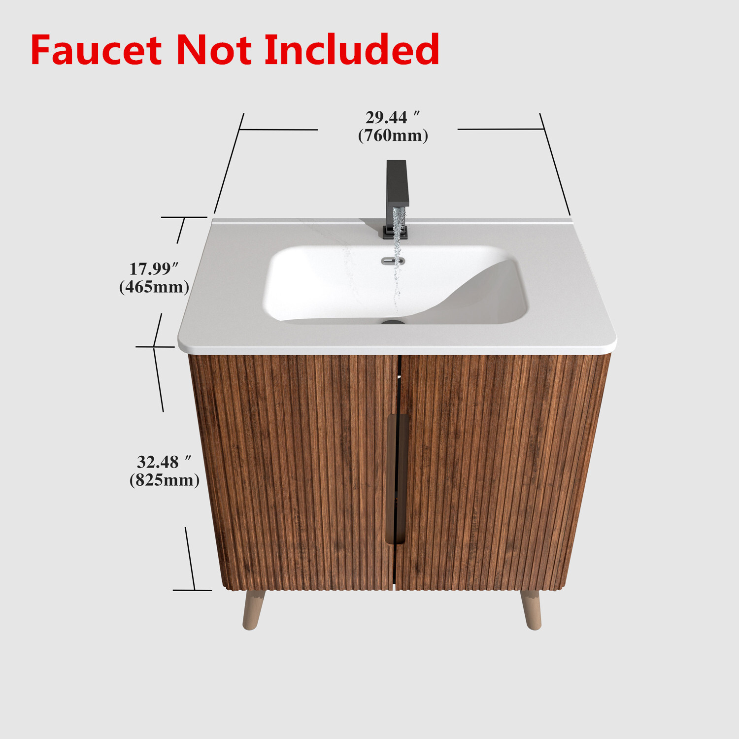 30″ Bathroom Vanity with Sink, Storage Freestanding Bath Vanity Cabinet, 2 Doors