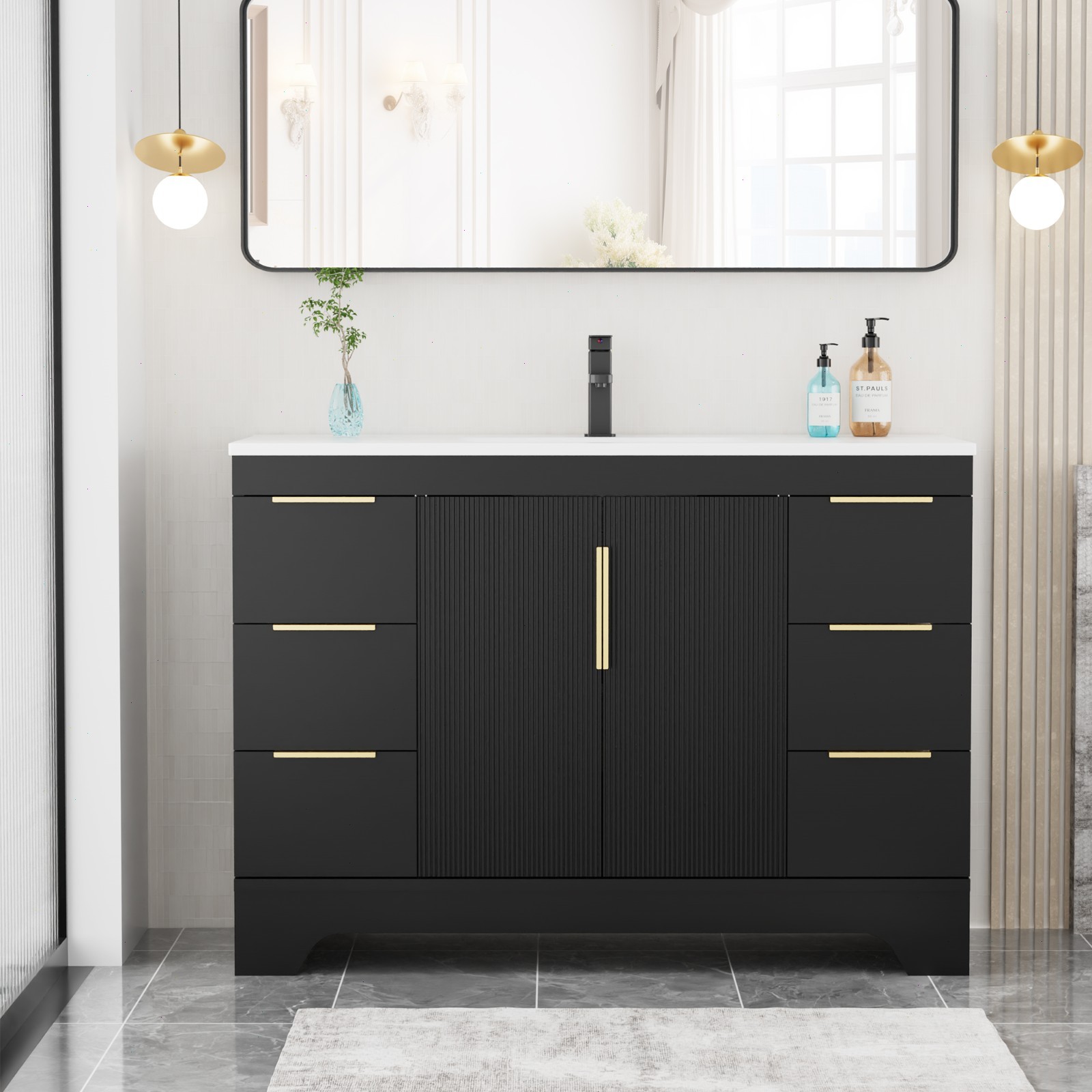 48″/60” Bathroom Vanity With Resin Sink Top