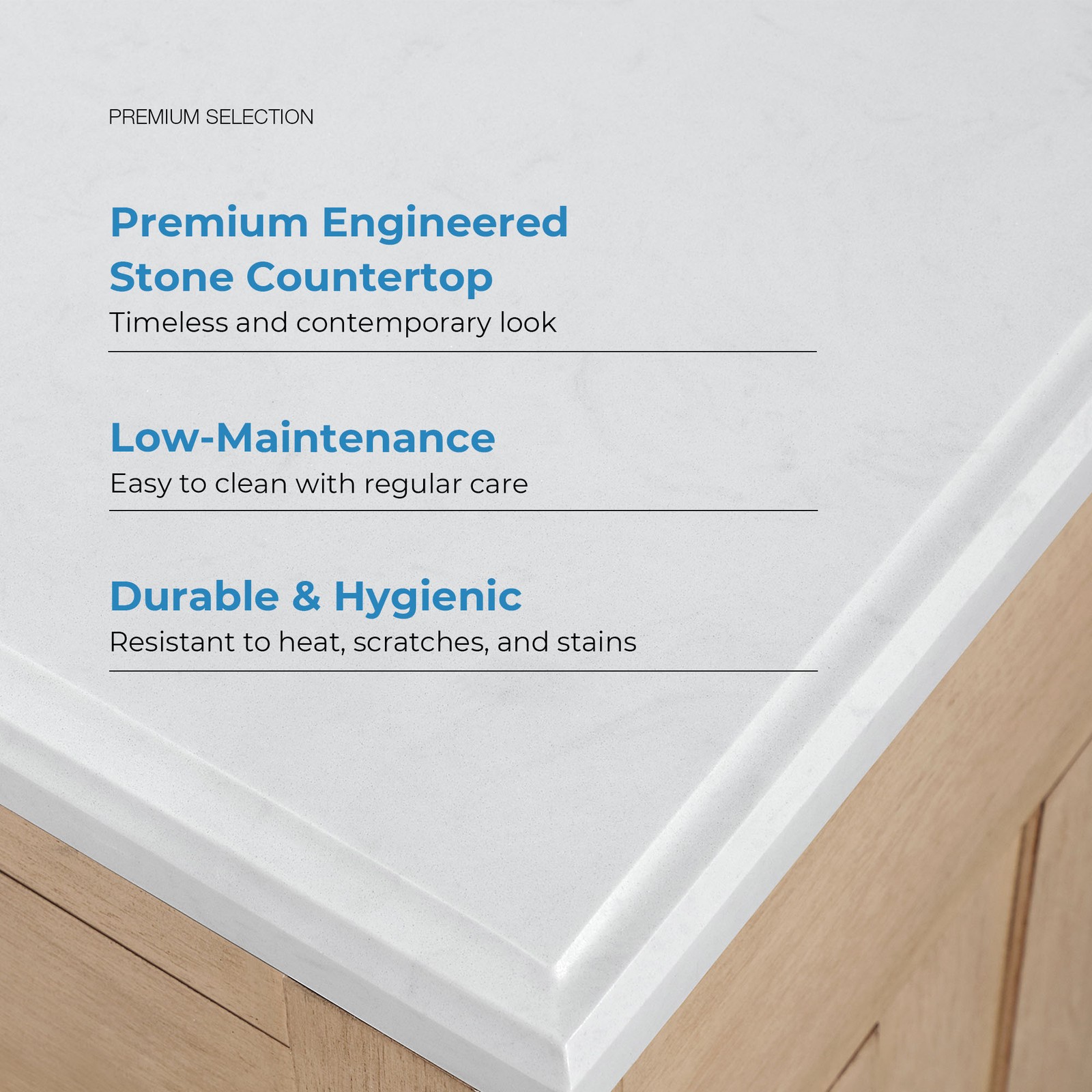 Newcastle 42″ Bathroom Vanity in Sahara Birch with White Countertop