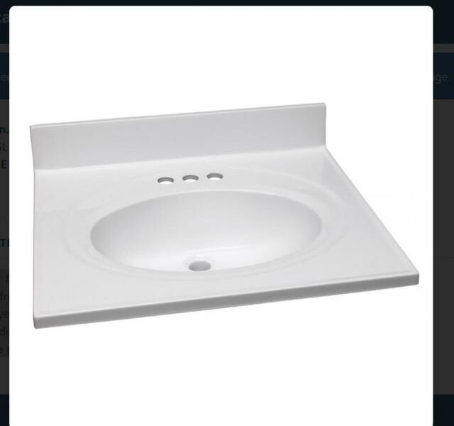 Design House 25 x 22 in. 3 Hole 1 Bowl Cultured Marble Vanity Top in Solid White