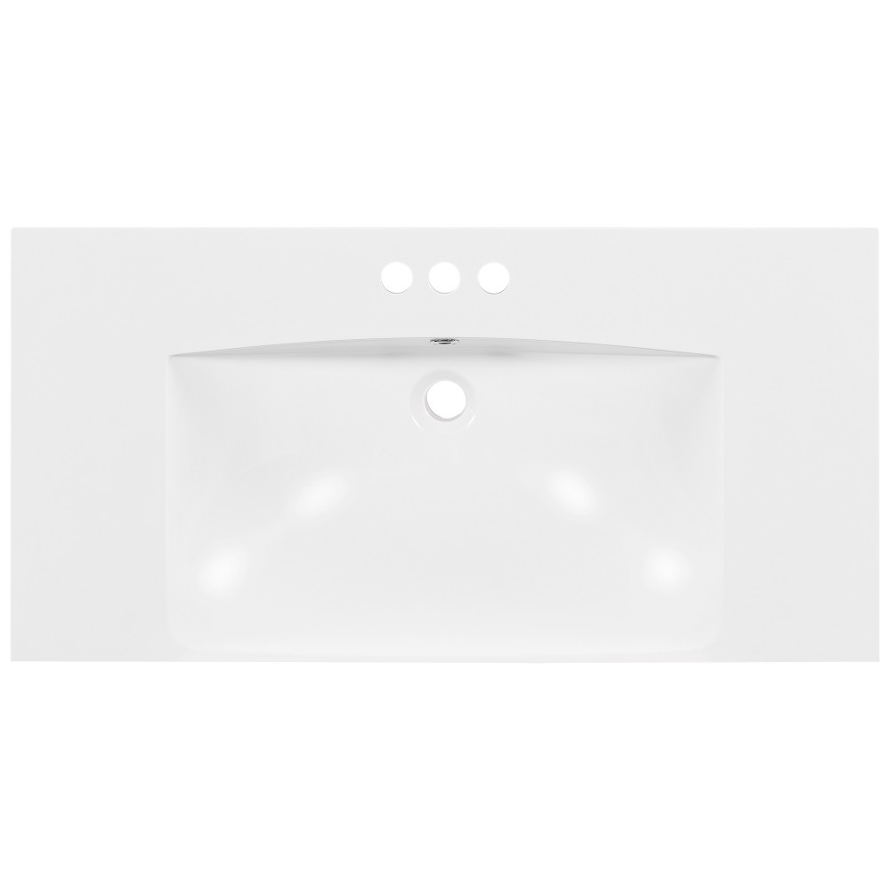 36×18″ Rectangular 3 Hole Bathroom Resin Sink, Vanity Top Sink Only