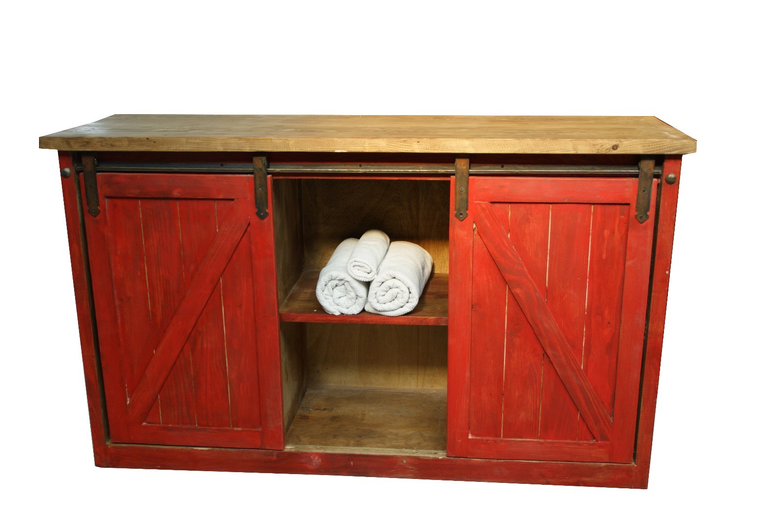 Farmhouse Rustic Reclaimed Wood White Barn Doors Bathroom Vanity