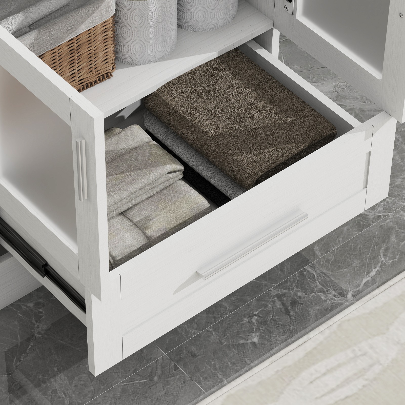 24″Bathroom Vanity All in One, Storage Cabinet, Mirror & Drawers