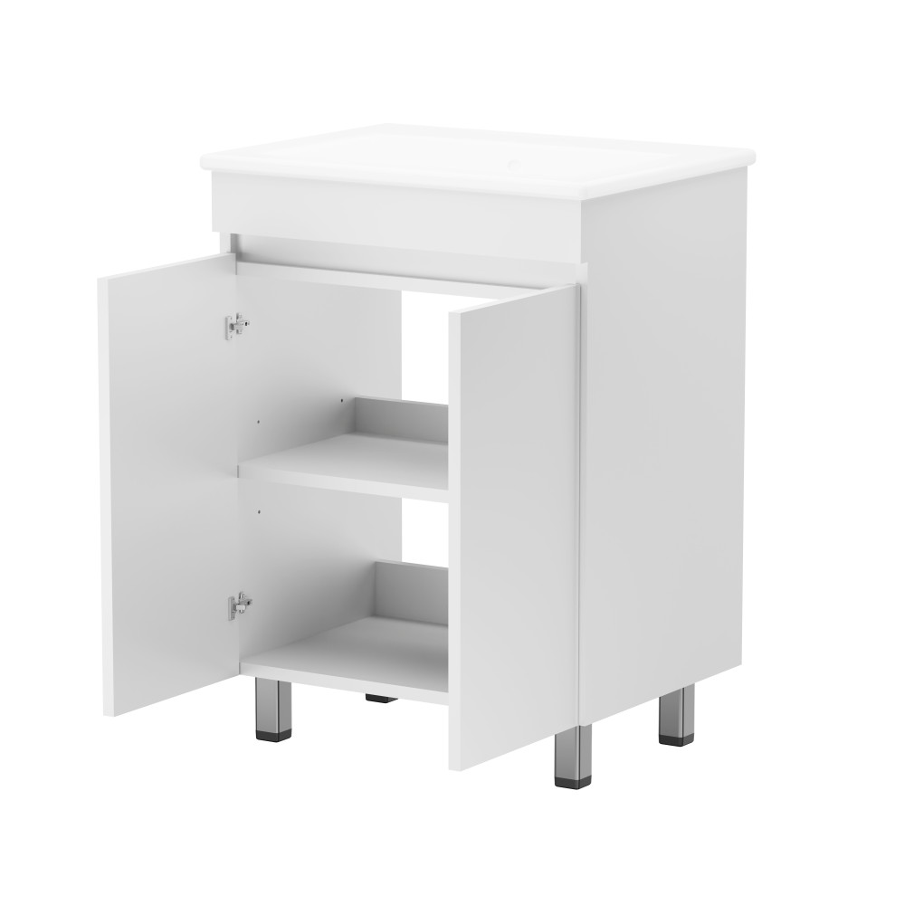 Freestanding Bathroom Vanity with Sink Beige+White Ceramic Vanity Cabinet