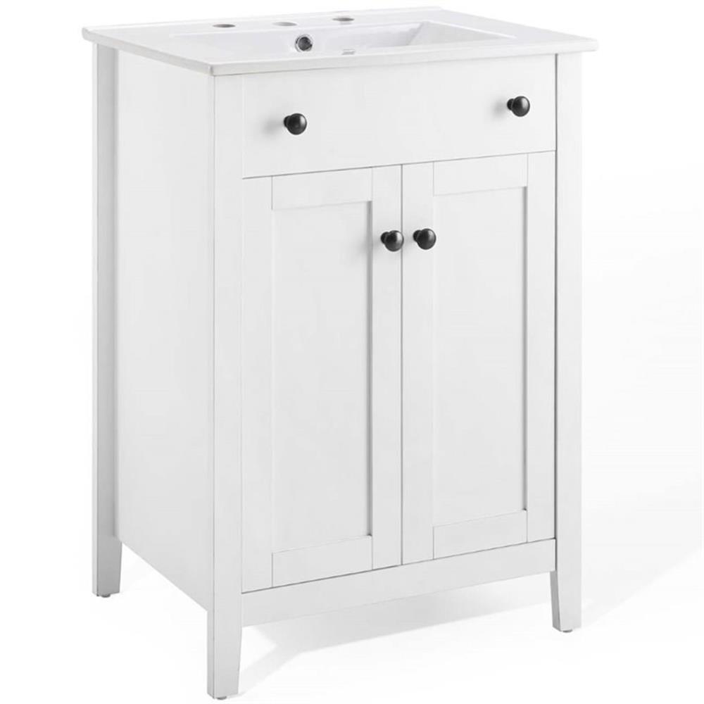 Modway Nantucket 24″ Modern Wooden Bathroom Vanity in White Finish