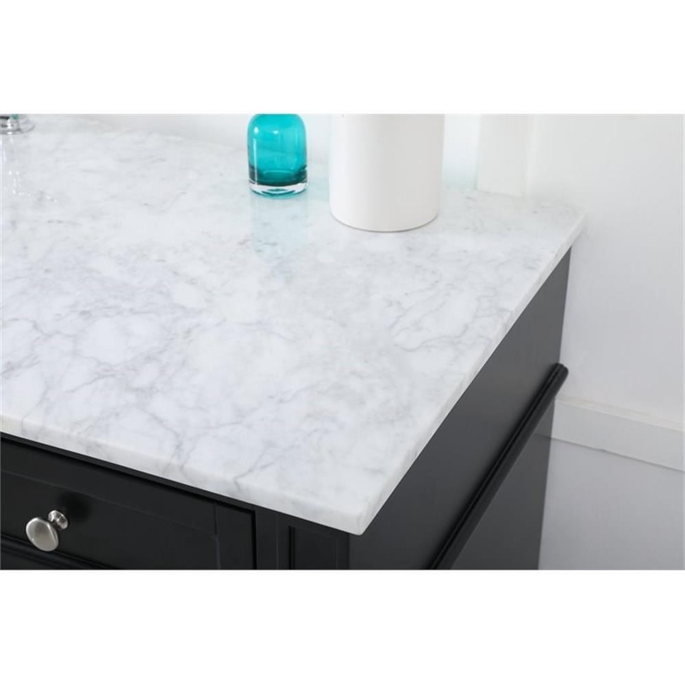 Elegant Decor Park Avenue 60″ Metal MDF Marble Single Bathroom Vanity in Black