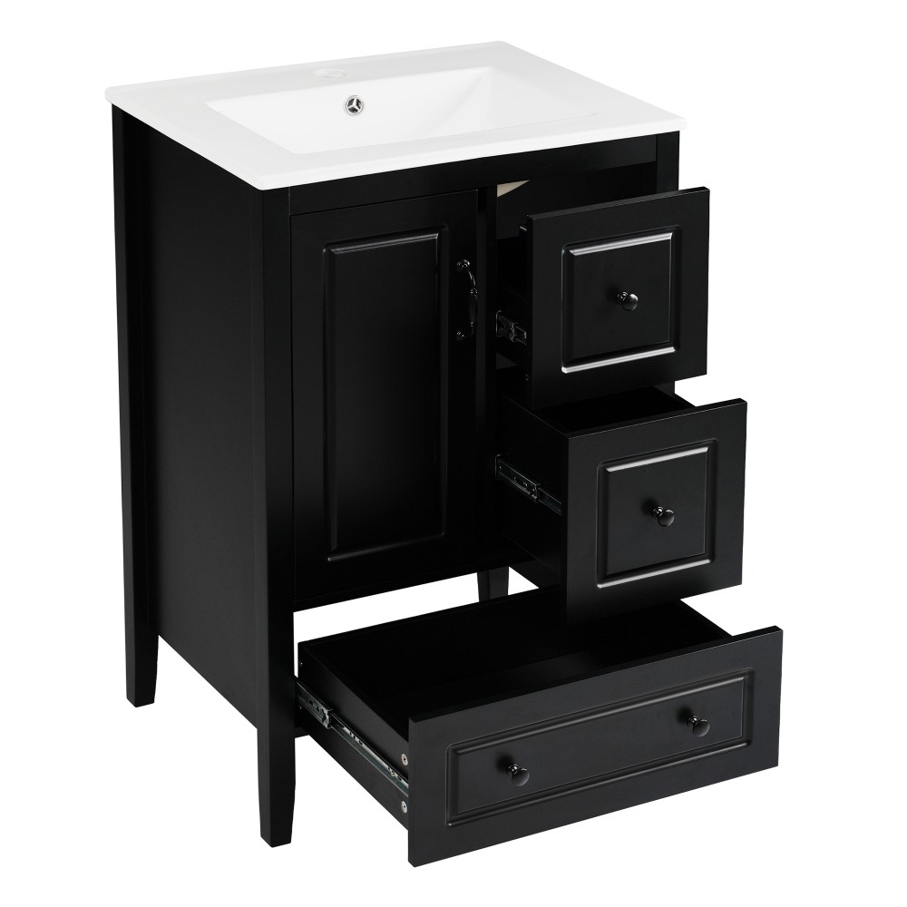 24 inch Bathroom Vanity with Sink, One Cabinet with Soft-closing Door