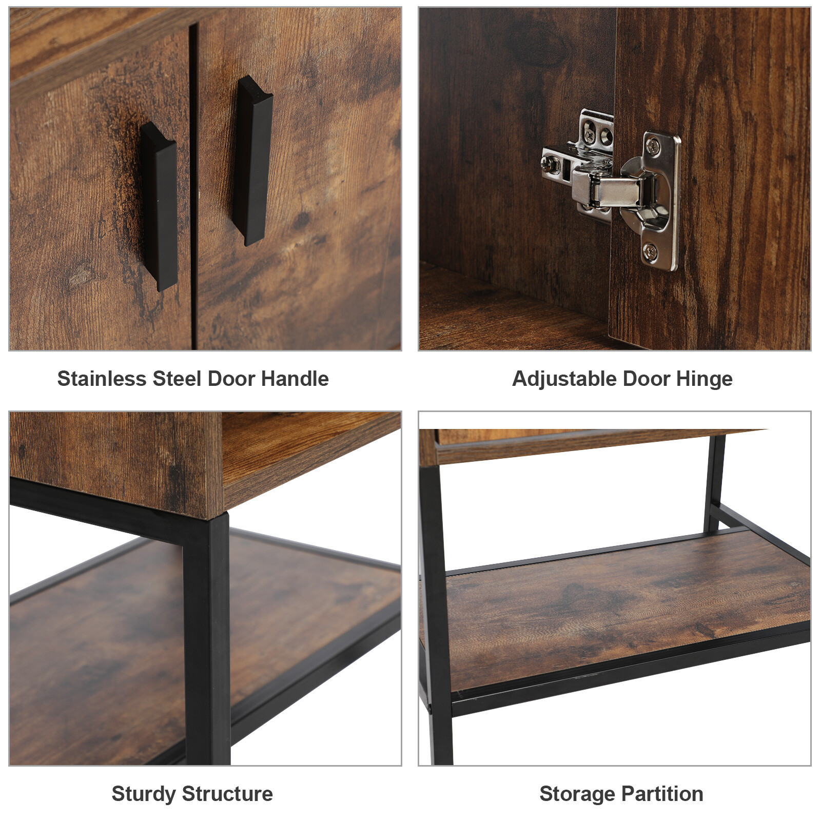 24″ Bathroom Vanity Sink Combo Brown Cabinet Vanity Tempered Glass/Ceramic Sink