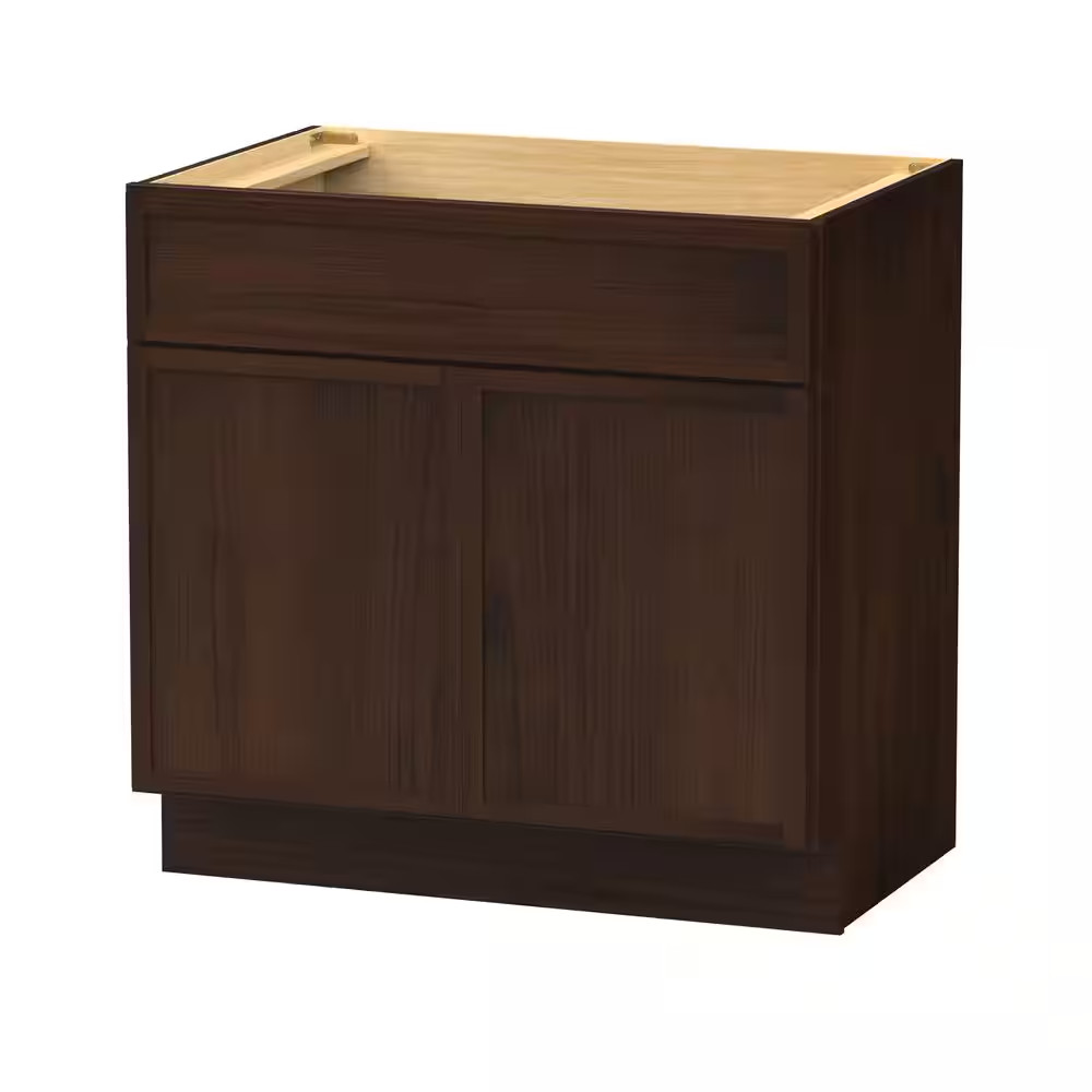 36 In. W X 21 In. D X 32.5 In. H 2-Doors Bath Vanity Cabinet without Top in Brow