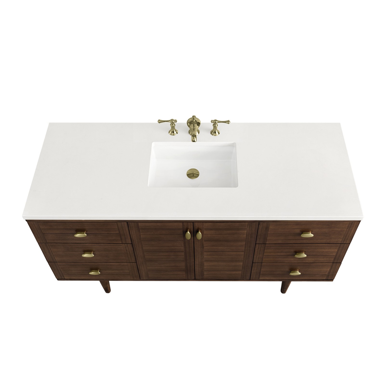 James Martin Vanities 670-V60S-3WZ Amberly 60″ Single Basin – Mid-Century Walnut