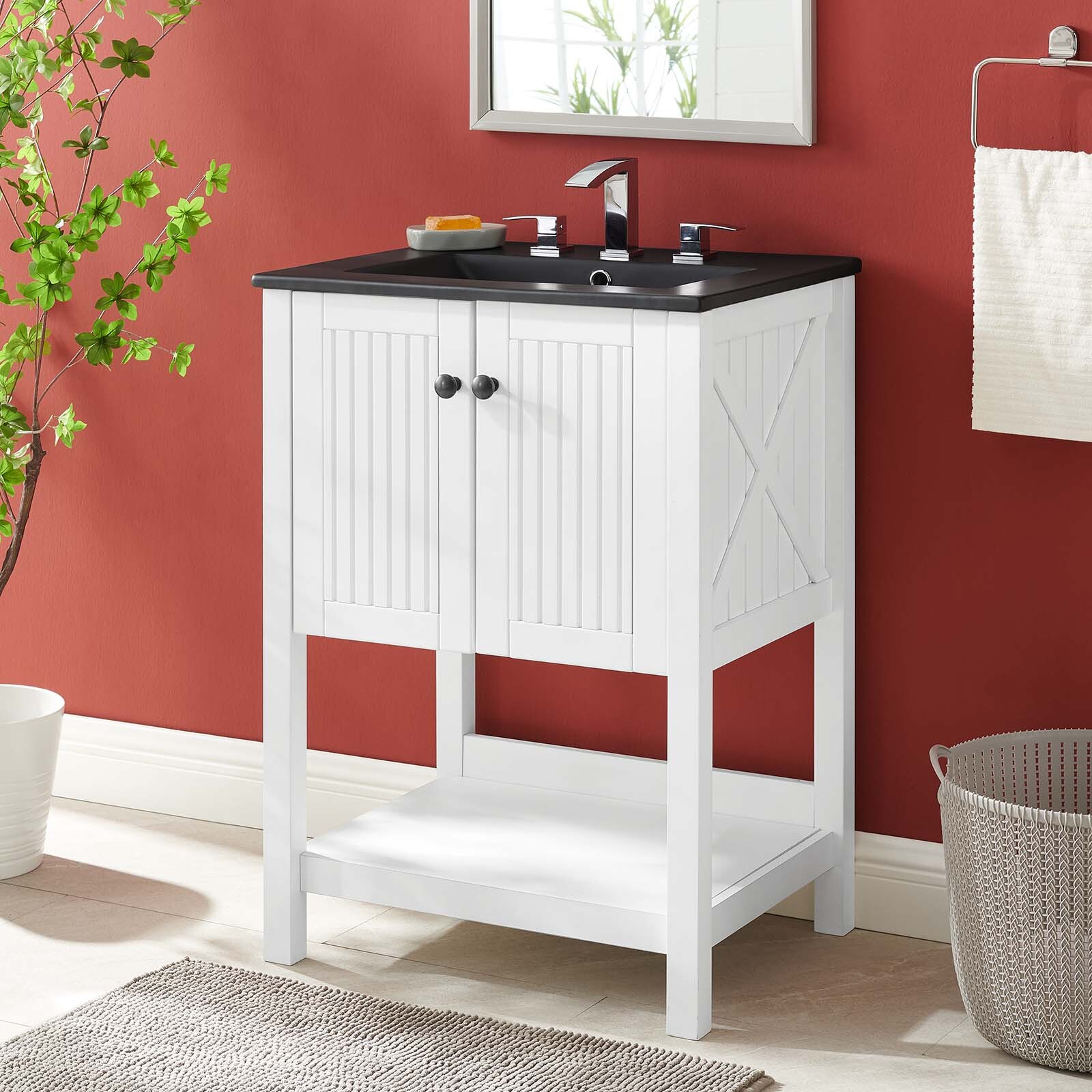 Modway Steam 24″ Bathroom Vanity With Sink in White Black