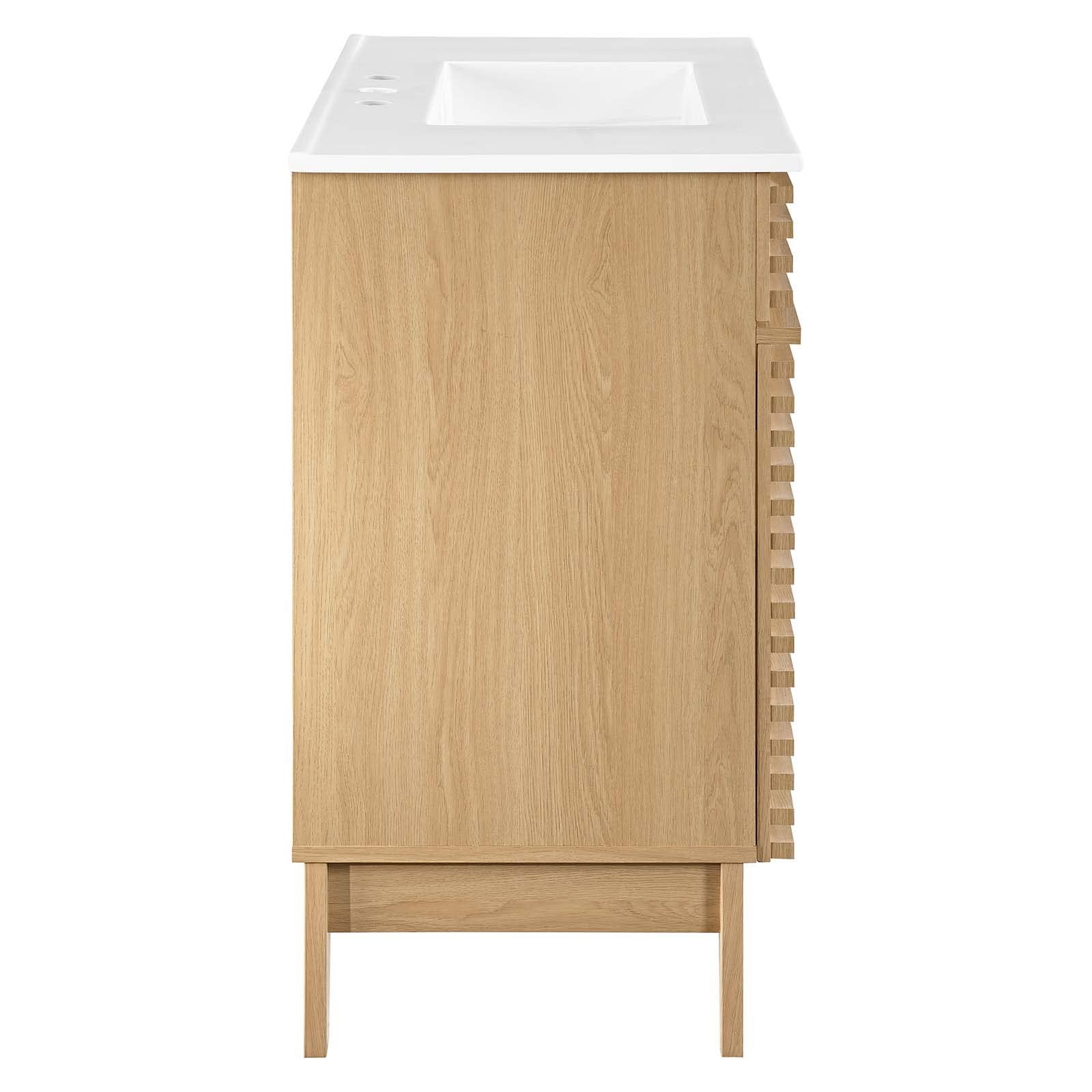 Modway Render 36″ MDF and Particleboard Bathroom Vanity in Oak/White