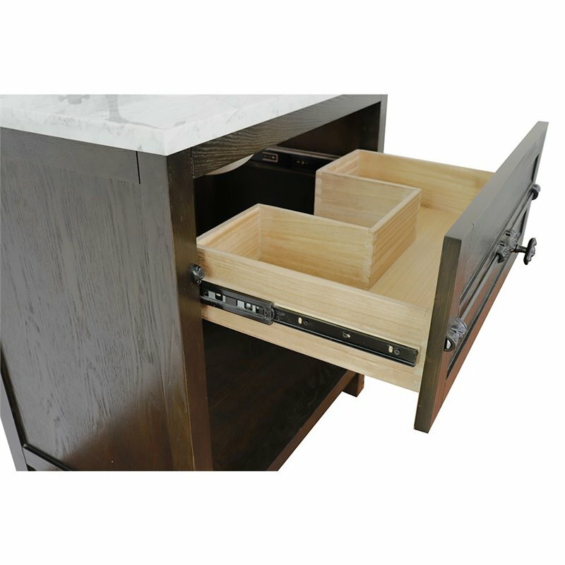 Plantation 31″ Solid Wood Rectangle Sink Vanity with Black Top in Brown