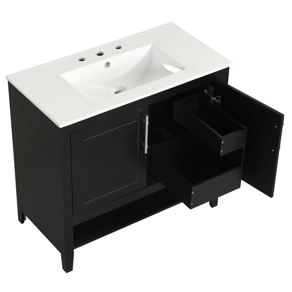 36 Inch Bathroom Vanity with Ceramic Sink Freestanding Bathroom Storage Cabinet