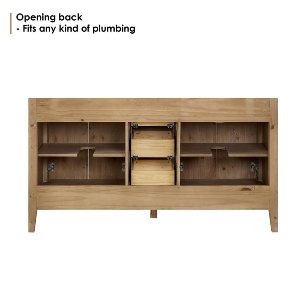 Laurel 60″ Wood Vanity Base in Weathered Fir without Top and Sink no Mirror