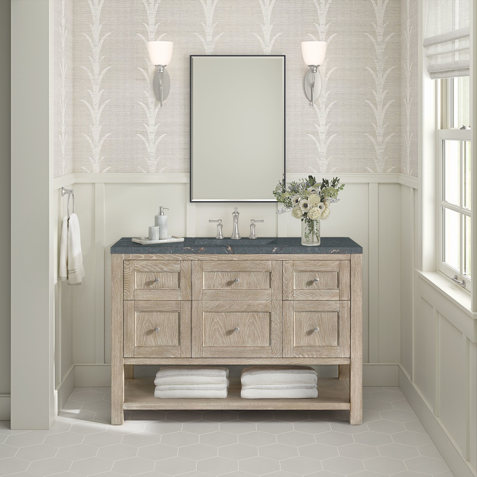James Martin Vanities 330-V48-FPBL Breckenridge 48″ – Whitewashed Oak