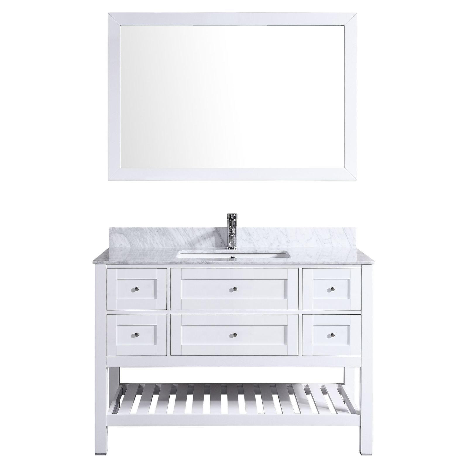 41.375″ Vanity Cabinet Set with Mirror White LV6-42W by LessCare