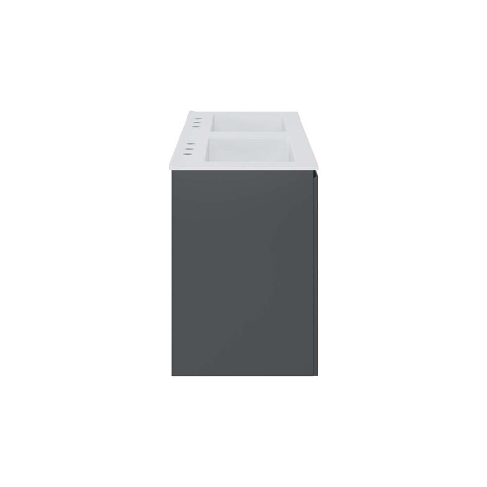 Pemberly Row 48″ Modern Wood/Ceramic Double Sink Bathroom Vanity in Gray/White