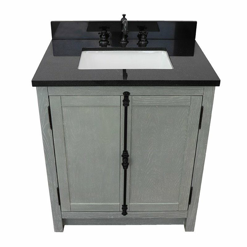 Plantation 31″ Solid Wood Single Rectangle Sink Vanity in Gray Ash/Black