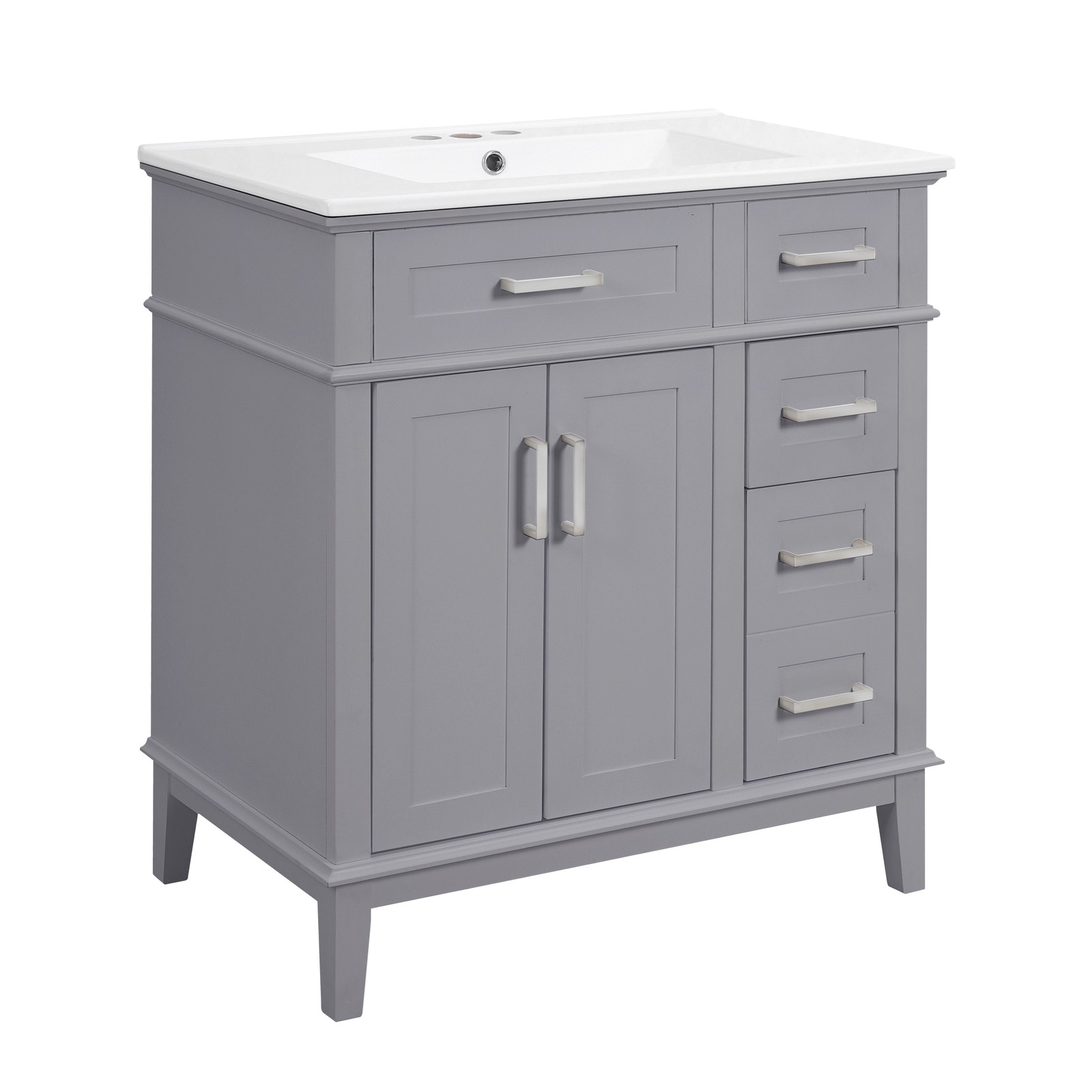 30″ Bathroom Vanity w/Ceramic Sink, Modern Storage Cabinet w/Soft-Close Doors