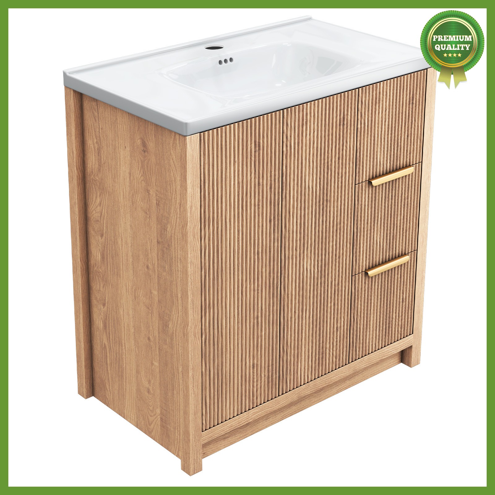Bathroom Vanity Set,Sink Combo Storage Cabinet Solid Wood Frame Soft-close Doors