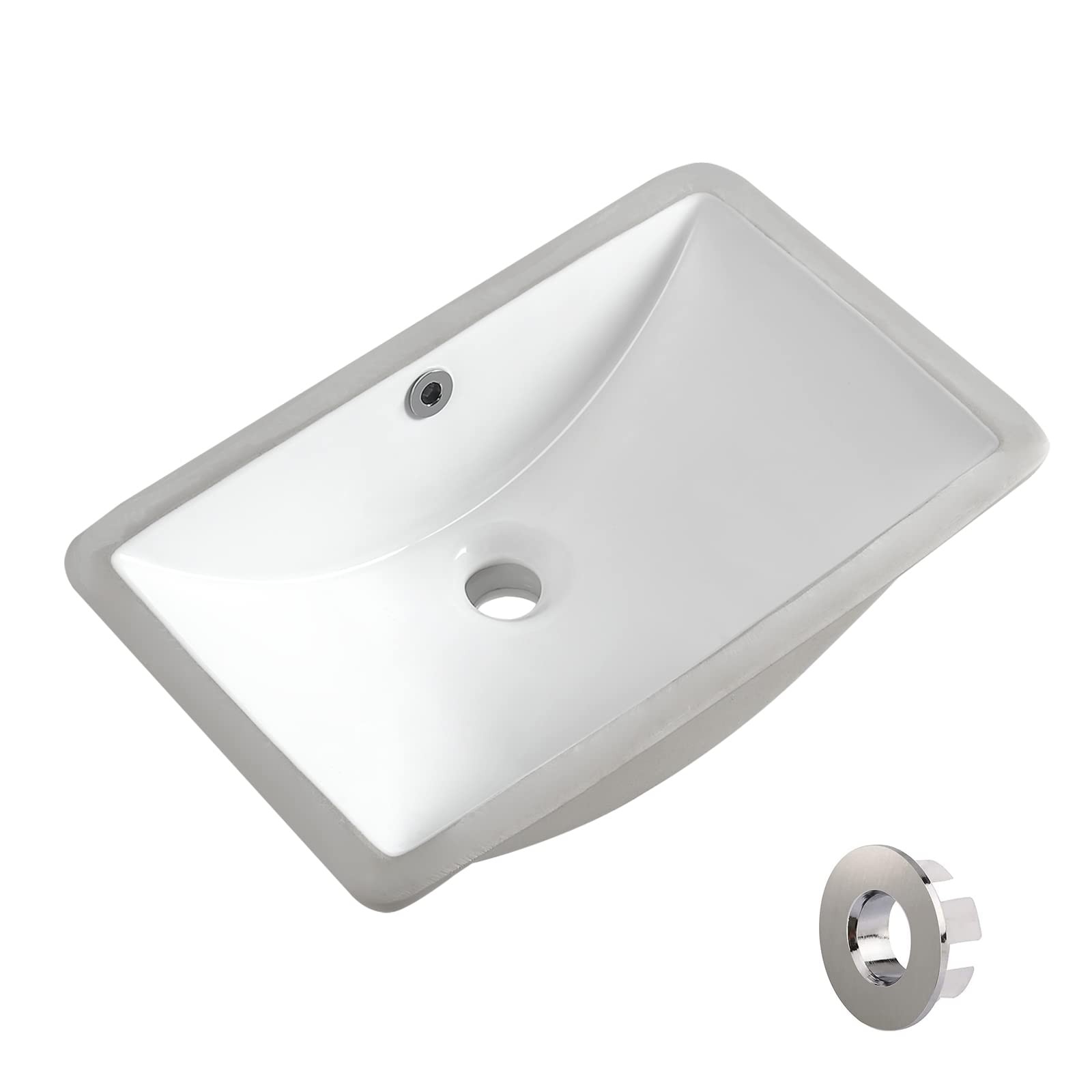 Undermount Bathroom Sink 18.7X11.9 Inch White Rectangular Porcelain Ceramic Vani