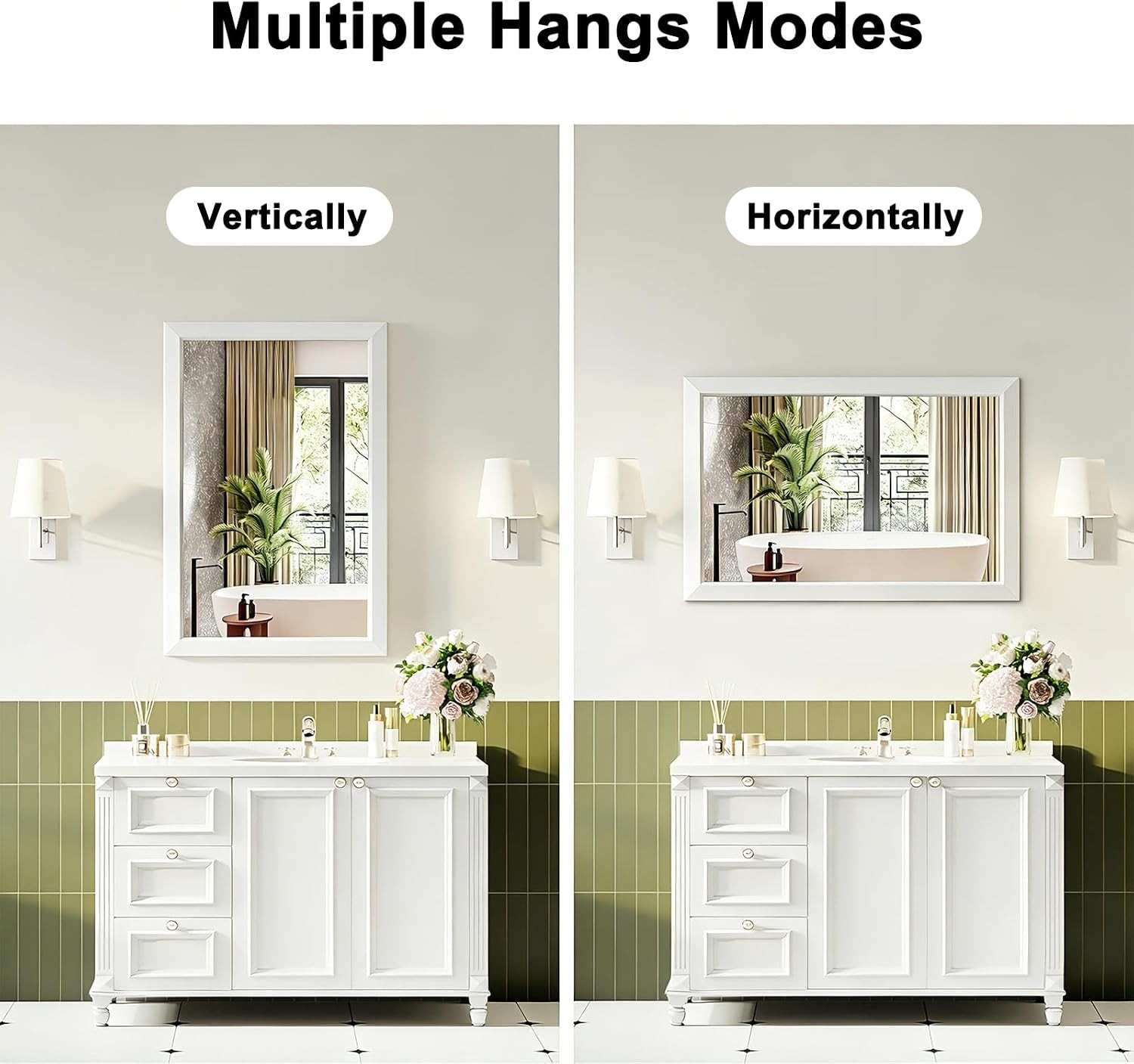 Bathroom Wall Vanity Mirror for Over Sink(White,24x36Inch)