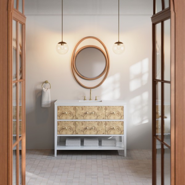 48″ James Martin Olena D804-V48-LMB-3WZ Vanity Cabinet White Zeus Silestone Top