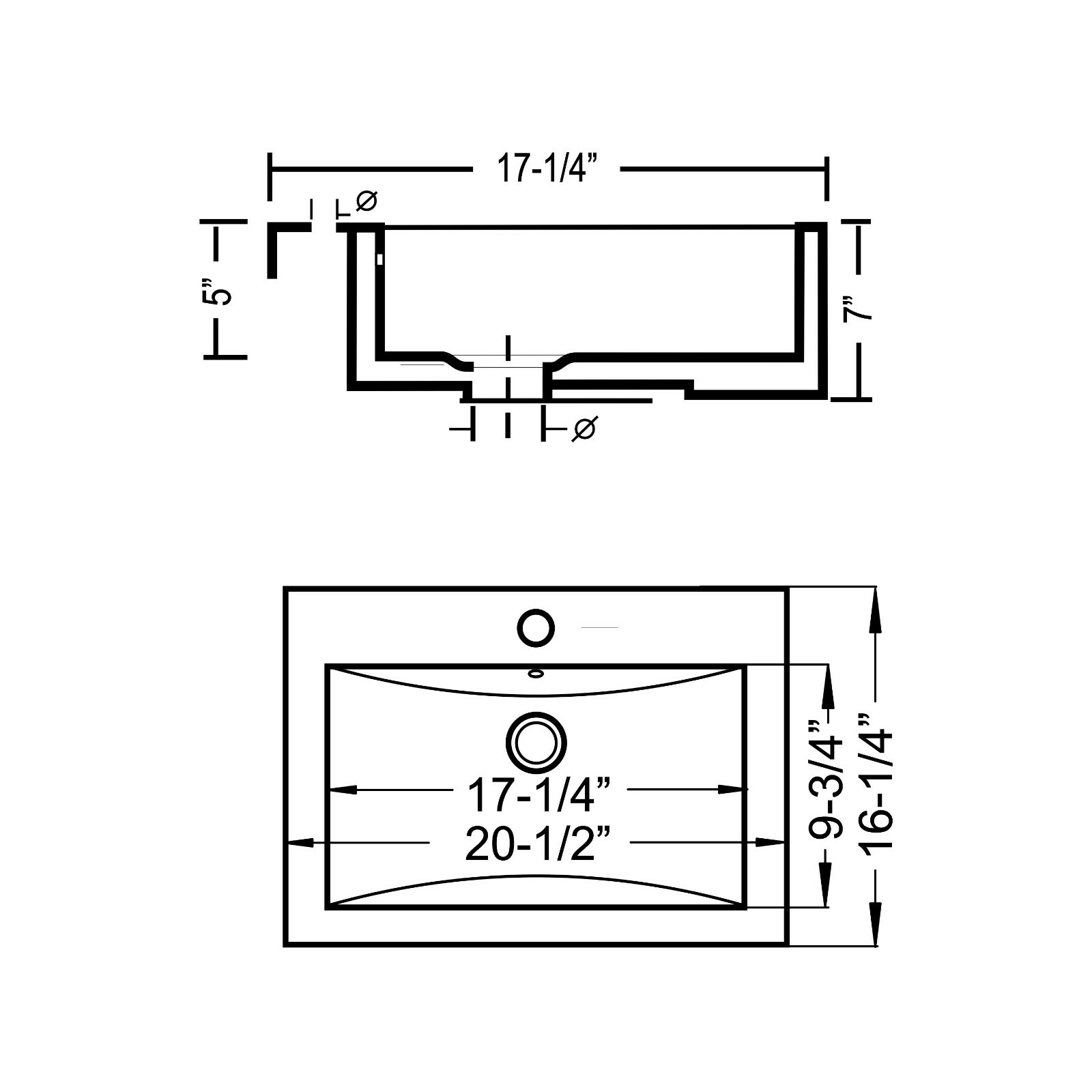Rectangular Box Shaped Vessel Bathroom Sink 20 1/8″ X 16 1/8″ White Porcelain