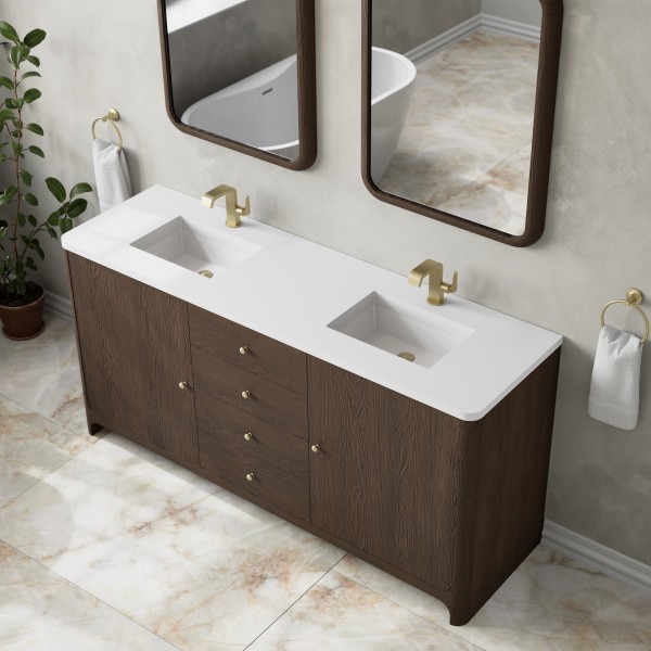 72″ James Martin Gracyn D125-V72-SBL-3WZ Double Vanity Cabinet White Zeus Top