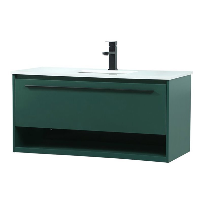 Elegant Decor Roman 40″ Aluminum Alloy MDF Single Bathroom Vanity in Green
