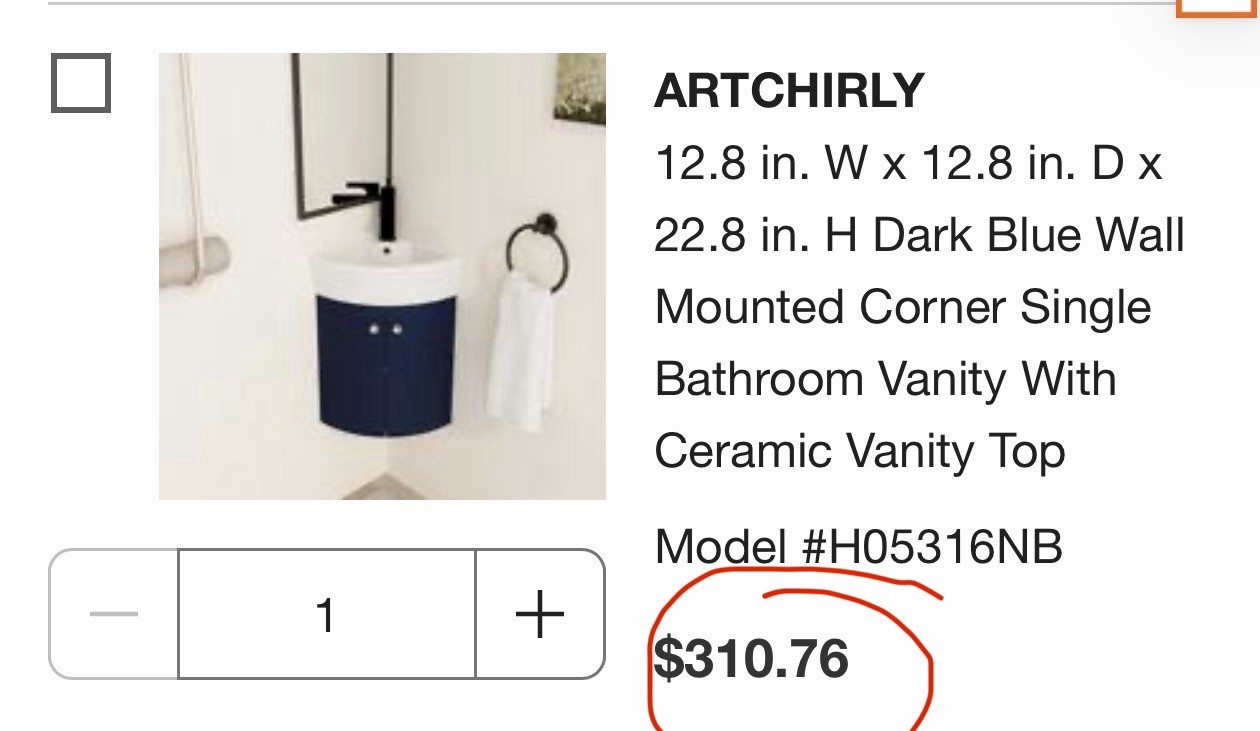 Wall Mounted Corner Single Bathroom Vanity New ARTCHIRLY With Ceramic Vanity Top