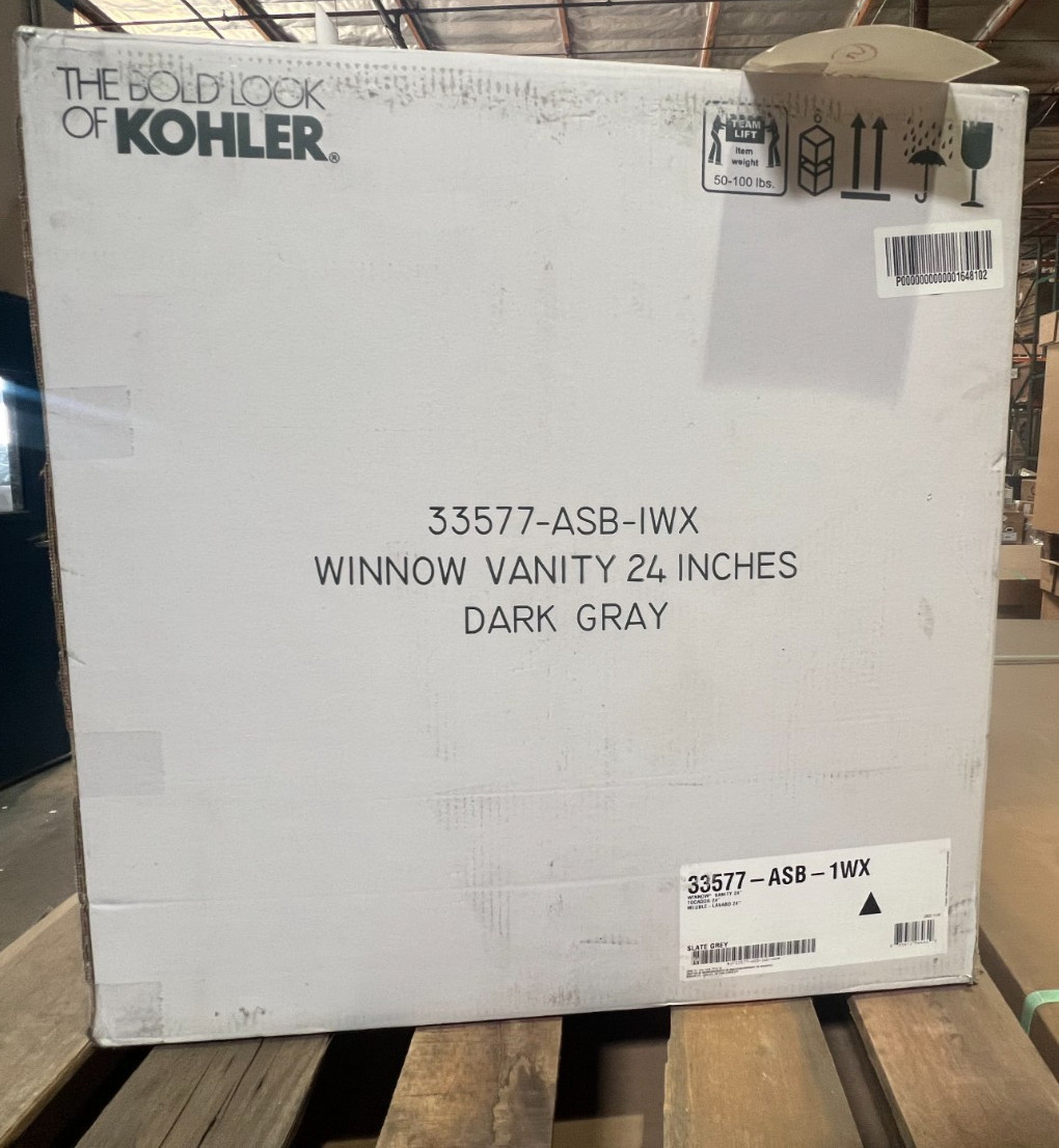 Kohler K-33577-ASB-1WX Winnow 24″ Free-Standing Bathroom Vanity Slate Grey