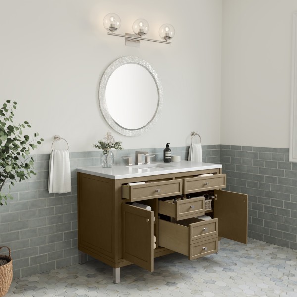 48″ James Martin Chicago 503-V48-WLW-3WZ Vanity Cabinet White Zeus Silestone Top