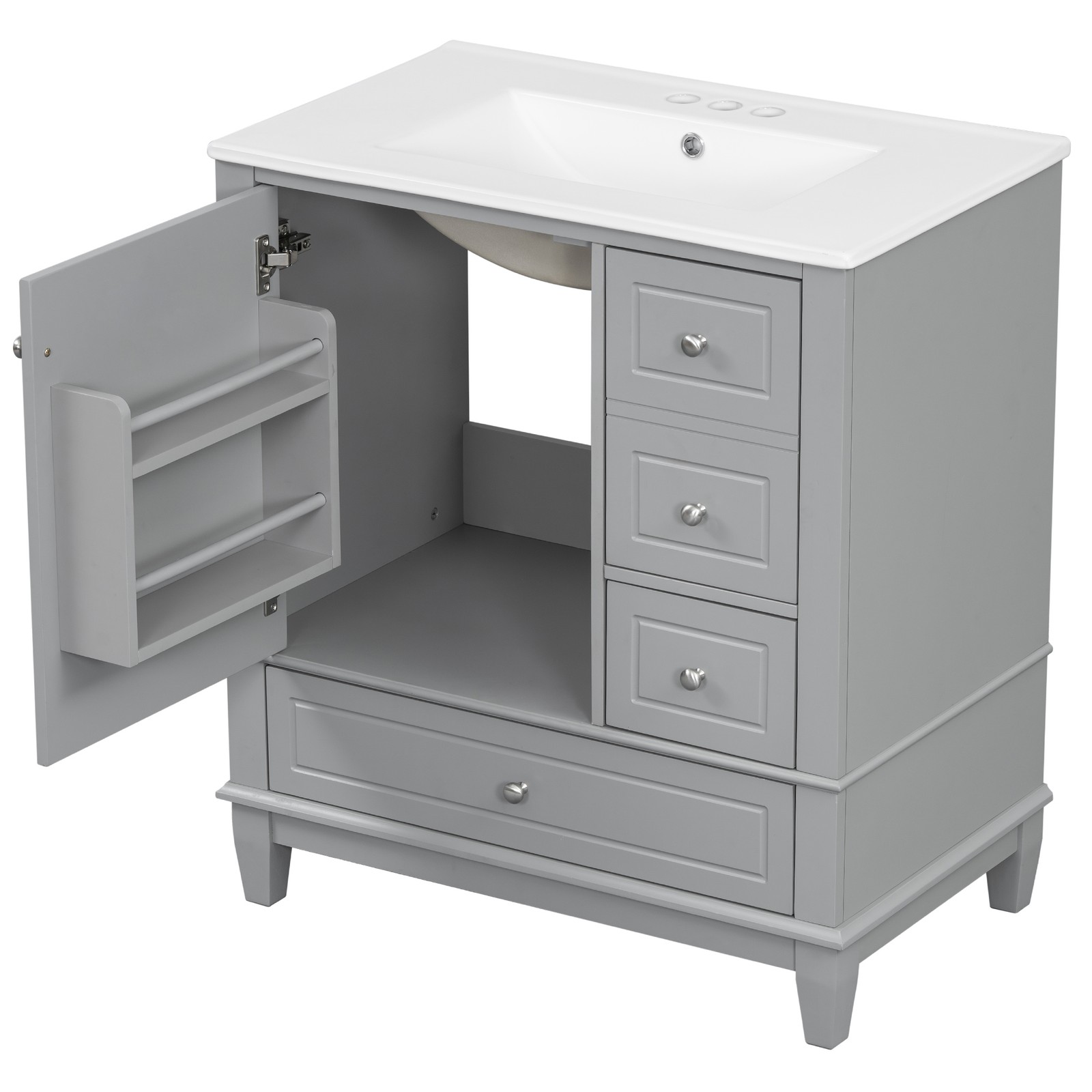 30″ Bathroom Vanity with Sink, Soft Close Door, Grey
