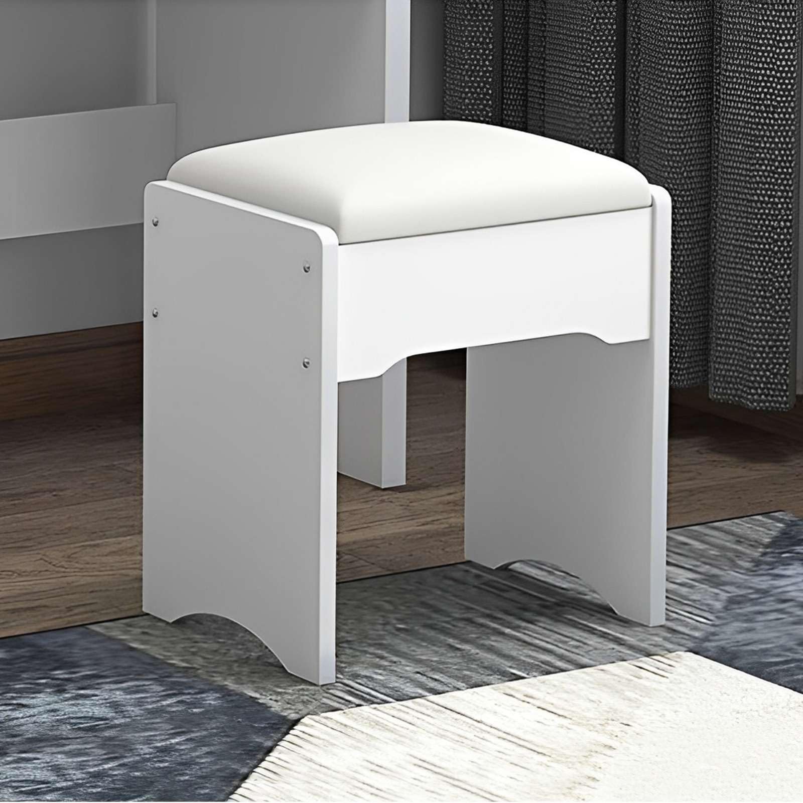 Makeup Vanity Desk with Mirror Lights Stool Set Adjustable 3-Color