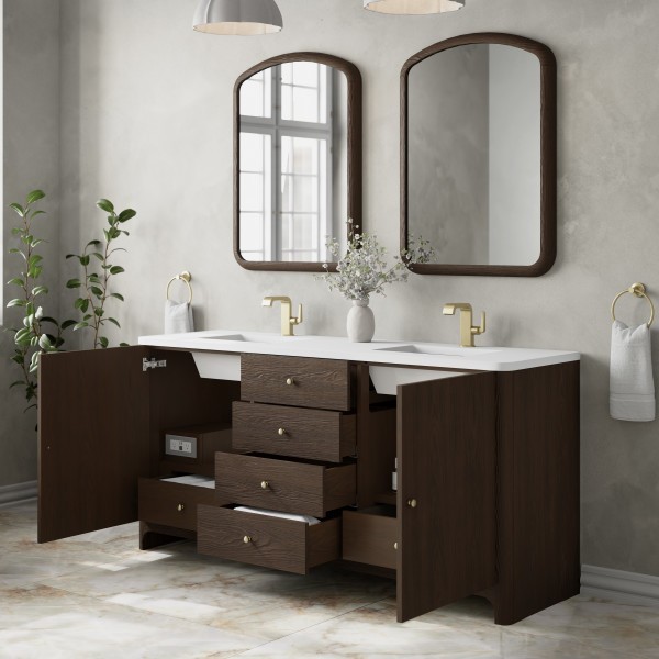 72″ James Martin Gracyn D125-V72-SBL-3WZ Double Vanity Cabinet White Zeus Top