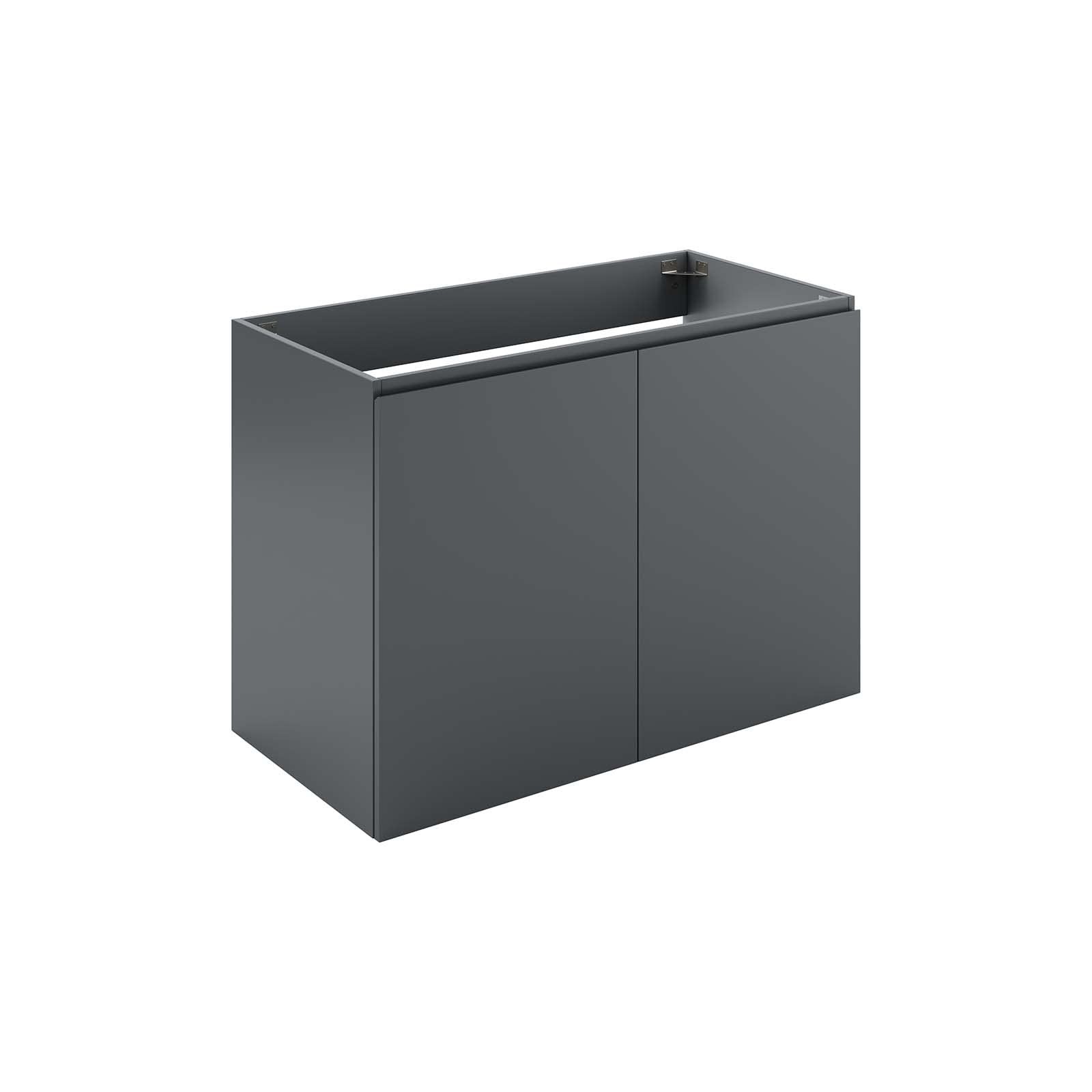 Modway Vitality 35″ Plastic and Wood Wall-Mount Bathroom Vanity in Gray
