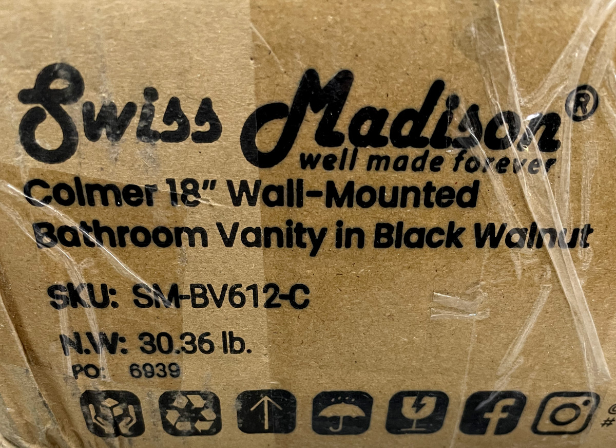 Swiss Madison SM-BV612 Colmer 14″ Wall Mounted Single Basin Vanity Set, Black