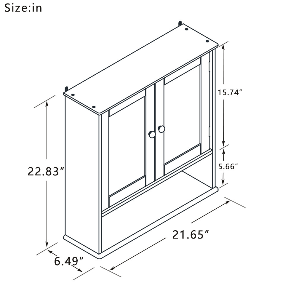 Bathroom Wall Vanity Cabinet with Doule Mirror Doors Shelvs Storage Organizer