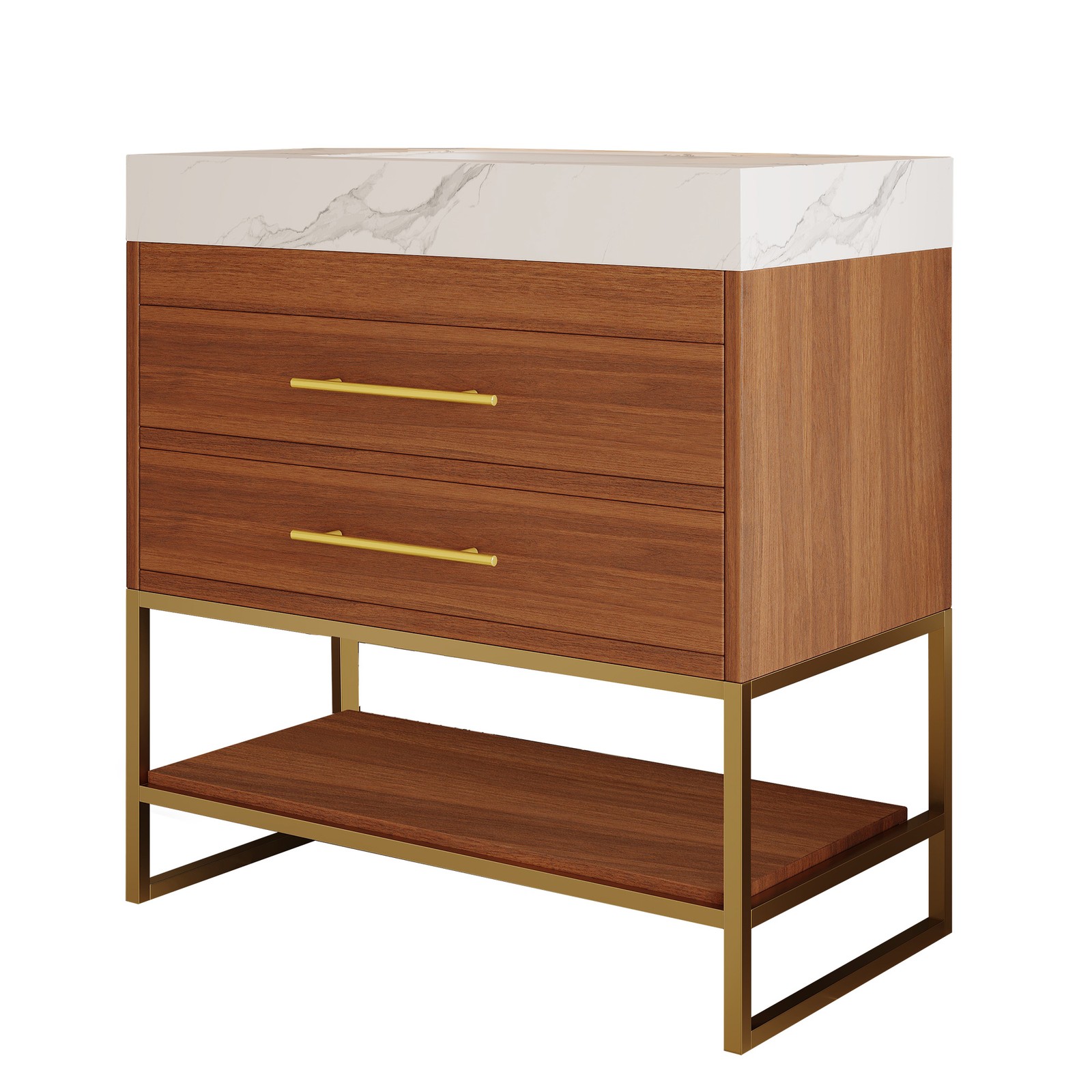 29.9″ Modern Bathroom Vanity with Sintered Stone Top & Ceramic Sink