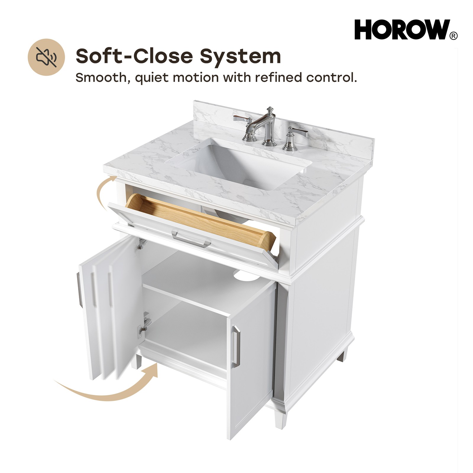 HOROW 30” Bathroom Vanity with Undermount Basin Freestanding Storage Cabinet