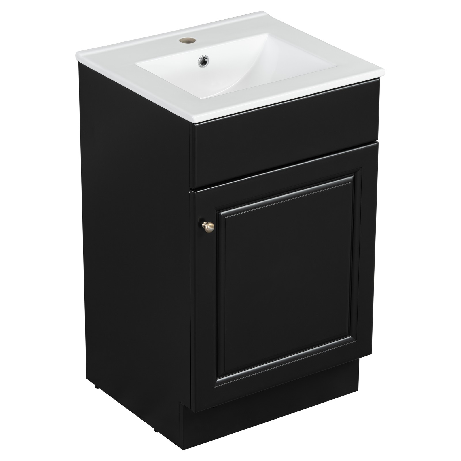 20″ Bathroom Vanity with Ceramic Sink, Black MDF Cabinet