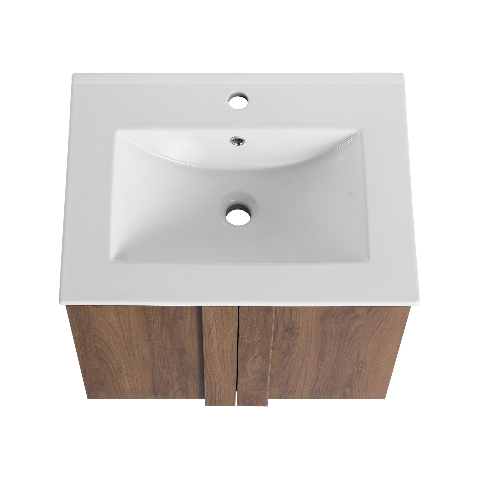24″ Floating Bathroom Vanity with Sink, Brown Ebony Cabinet, Soft-Close