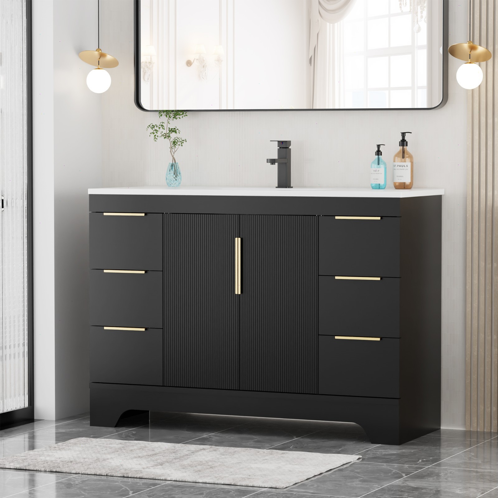 48″/60” Bathroom Vanity With Resin Sink Top