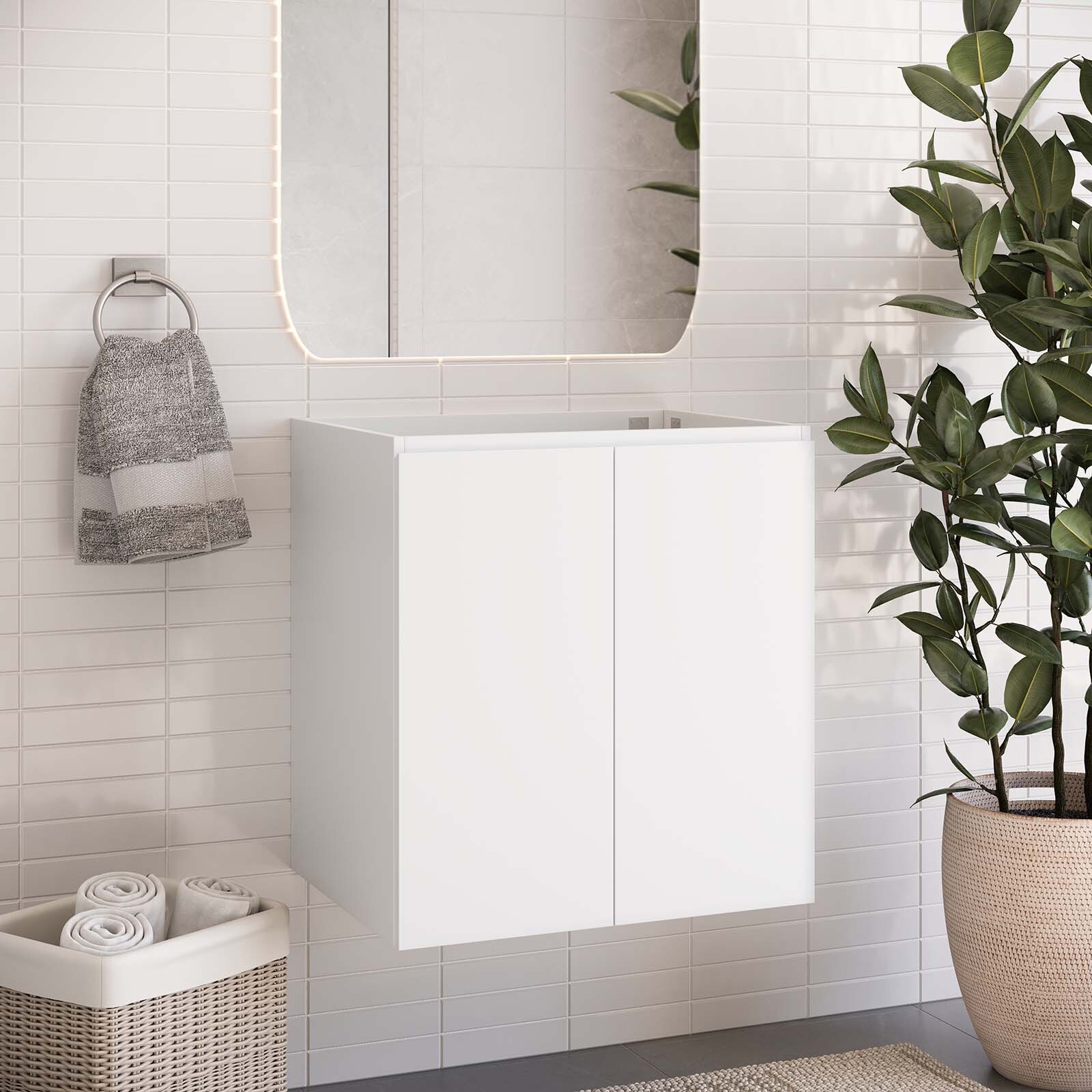 Modway Vitality 24″ Wall-Mount Bathroom Vanity in White