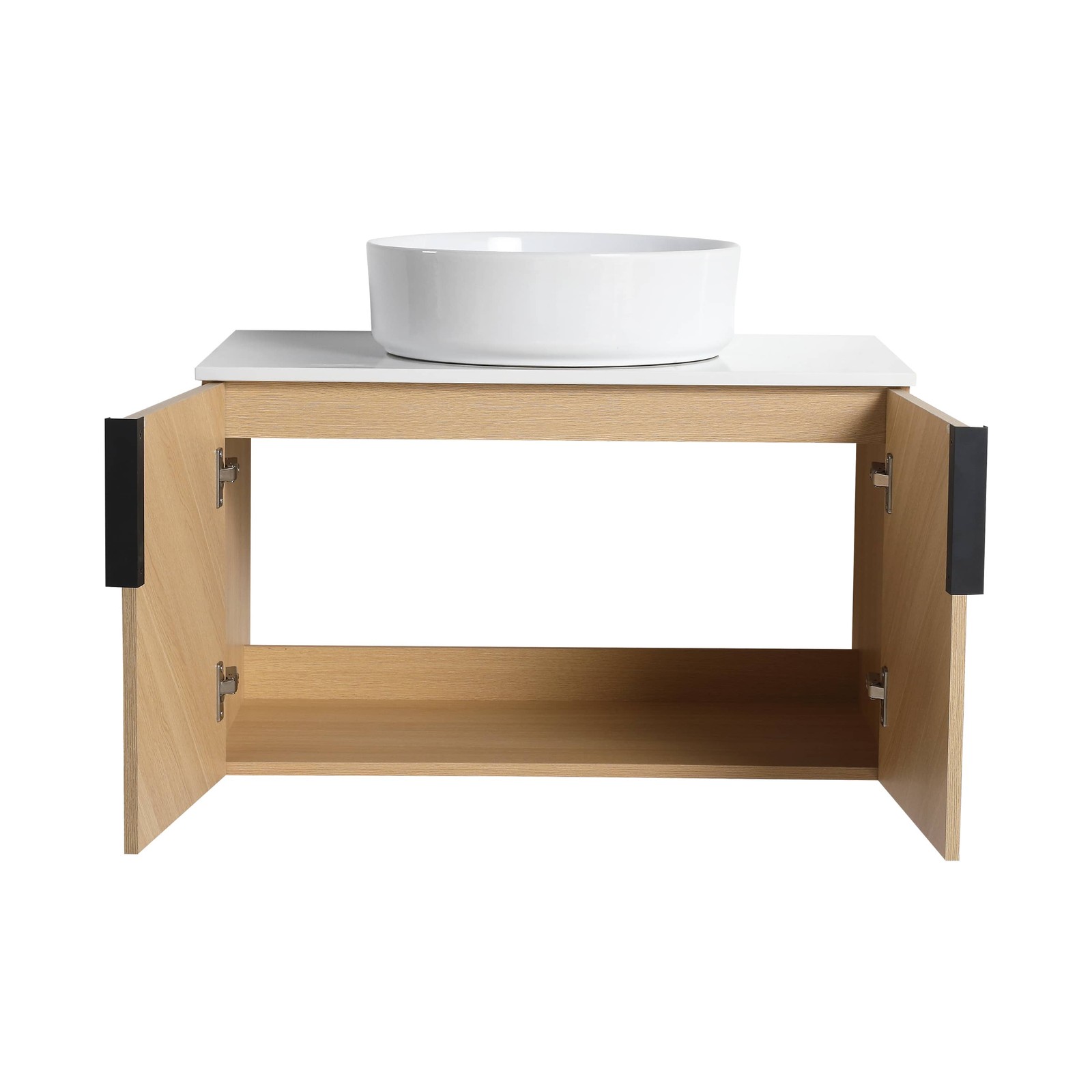 Bathroom Vanity w/Ceramic Sink, Wall-Mounted Storage Cabinet w/Soft Close Door