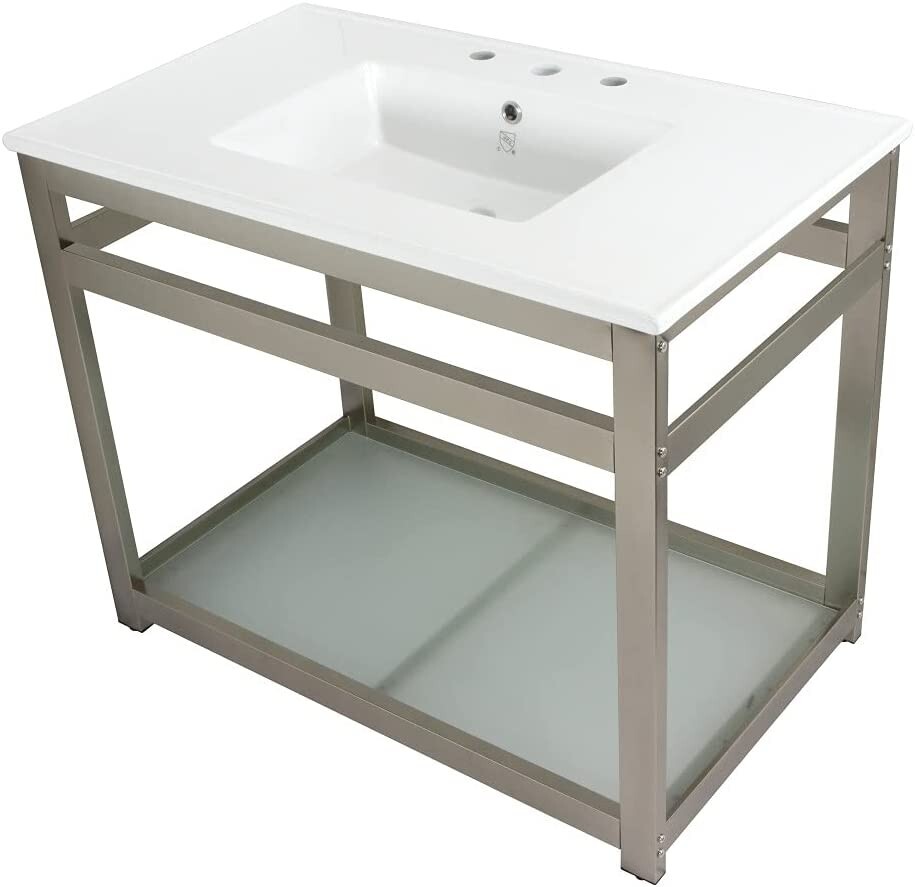 Kingston Brass VSP3722B8 Fauceture 37″ x 22″ Steel Console sink brushed nickel